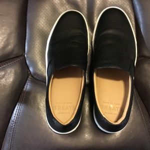 Black leather slip on